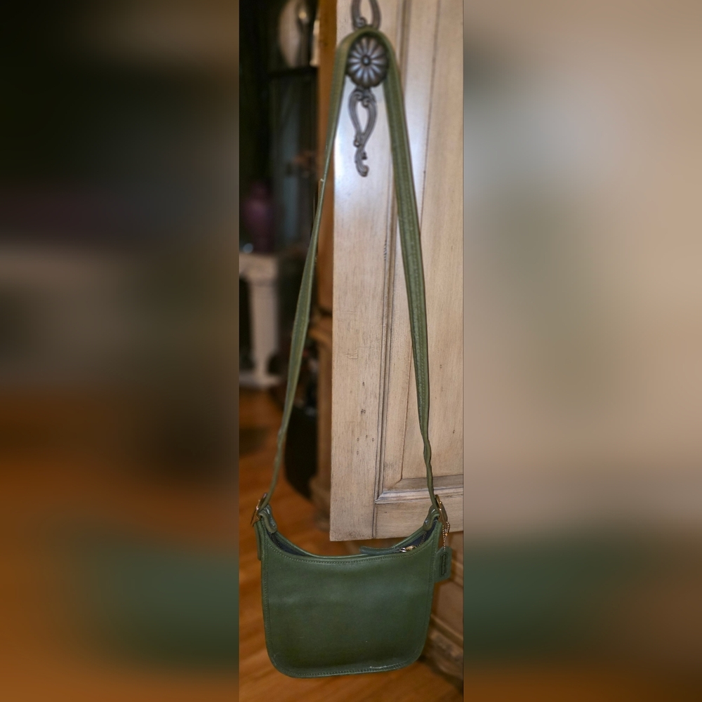 VINTAGE COACH LEGACY JANICE 9550 CROSDBODY Sage GREEN LEATHER BAG PURSE Adjust - Picture 2 of 12